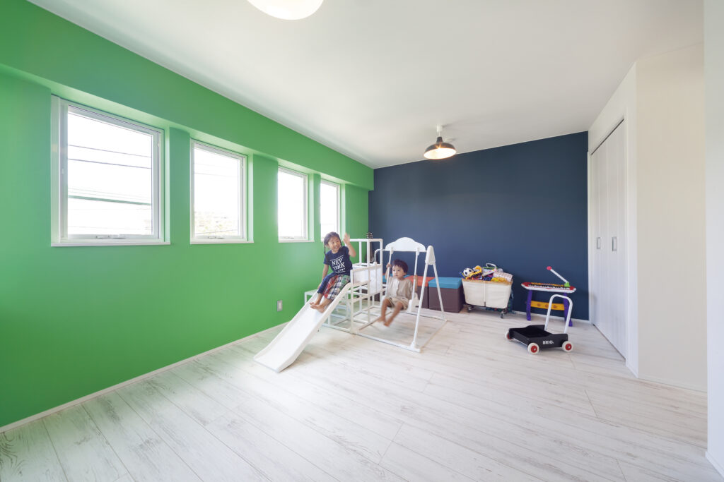 ブルー＆グリーンの子ども部屋