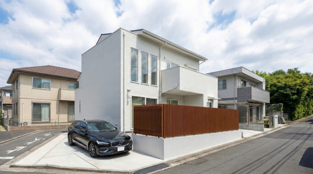 吹き抜けとフラットバー手摺のあるリビングのある暮らし